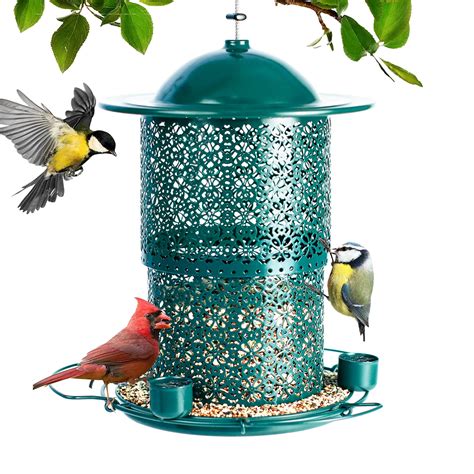 Buy Bird Feeders for Outdoors Hanging Squirrel Proof Metal Wild Bird ...