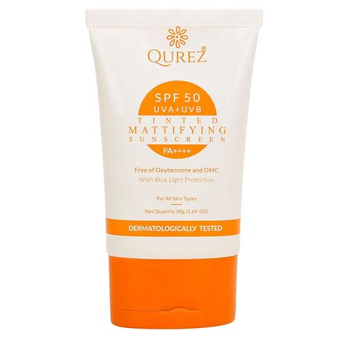 Qurez Spf 50 Tinted Mattifying Sunscreen, Matte No White Cast For All ...
