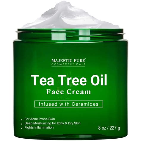 Buy Majestic Pure Tea Tree Oil Face Cream - Therapeutic Grade, Infused with Ceramides, for Acne ...