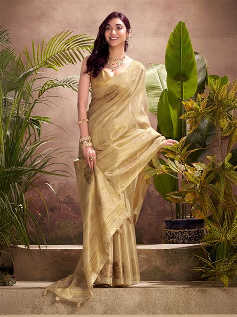 Buy Geige Tissue Silk Adorned With Gorgeous Woven Butta Saree With ...