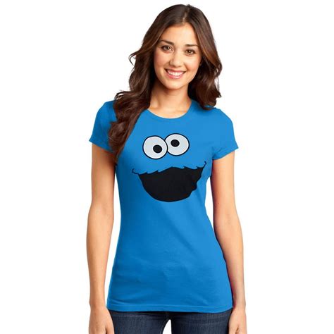 Sesame Street Cookie Monster Silly Face Junior Women's T-Shirt ...