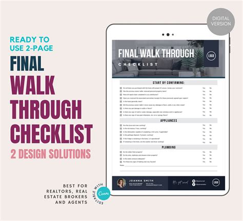 Printable Home Walk Through Checklist - Printable Calendars AT A GLANCE