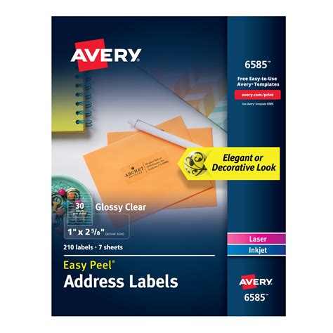 Avery Glossy Clear Easy Peel Address Labels Pack of 210 (6585) | Avery.com