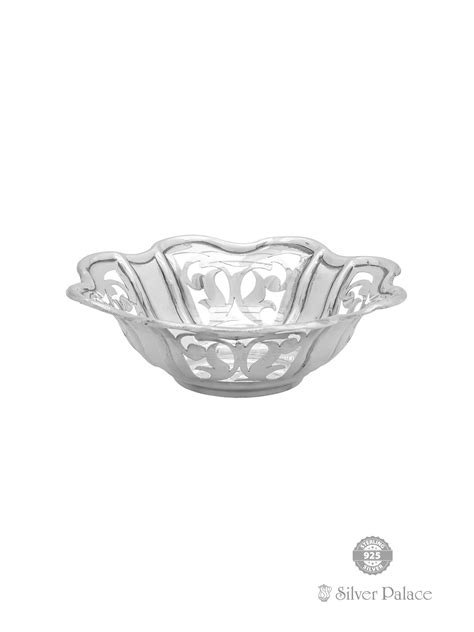925 Sterling Silver Floral Cut Work Bowl For Gifts - Silver Palace