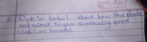 write in detail about how the plants and animals in your surrounding to ...