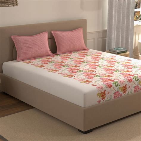 Buy PORTICO Morning Glory Cotton 140TC Floral Printed 3Pcs Queen ...