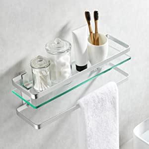 Mensola Angolare In Vetro Temperato KES - 8mm Spessore | 2 Pezzi | Alluminio Argento | Per Bagno E Doccia - Foto 6