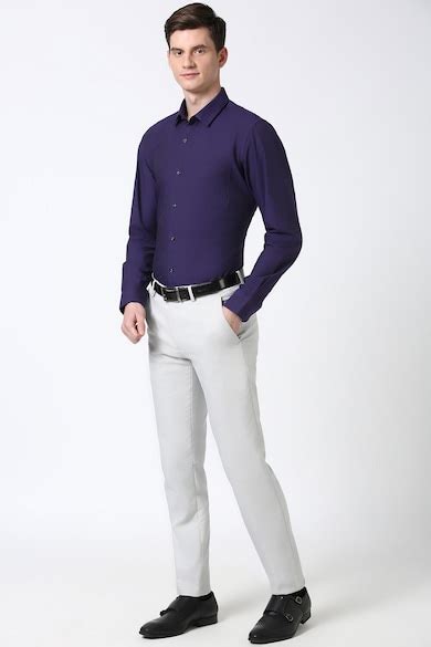 Buy Men Purple Slim Fit Full Sleeves Formal Shirt Online - 39734767 ...