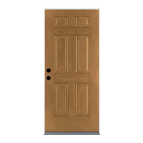Therma-Tru Benchmark Doors 32-in x 80-in Fiberglass Medium Oak Stained ...
