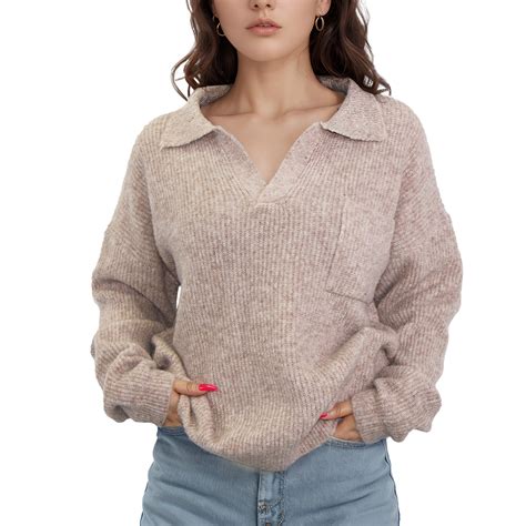 SOMER Women's Sweaters V Neck Pullover Long Sleeve Knitted Cozy ...
