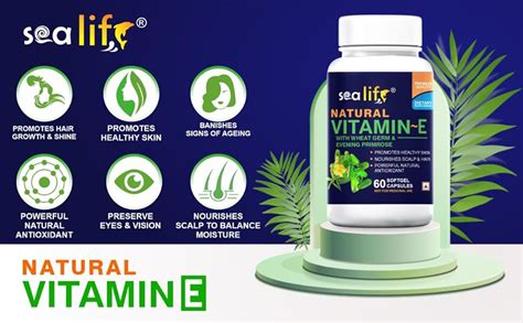 Sea life Vitamin E Capsules | Natural Vitamin E for Face and Hair, With ...