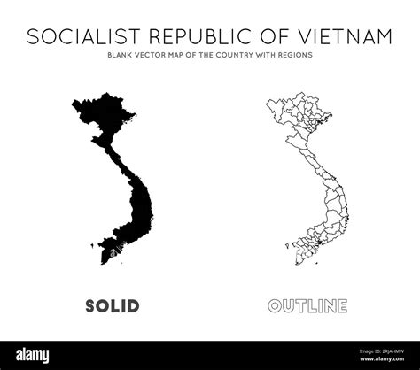 Vietnam map. Blank vector map of the country with regions. Borders of Vietnam for your ...