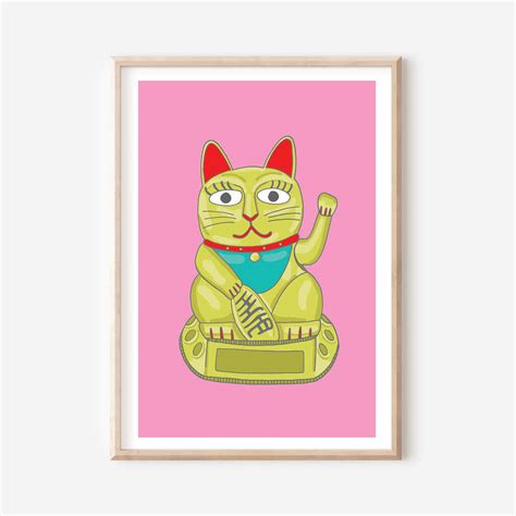 Lucky Chinese Cat Art Print By you've got pen on your face
