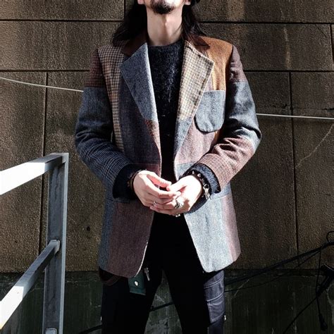 大人パンク！ 90s Vintage "Patchwork" Wool Tweed Tailored Jacket パッチワーク ツイード ...