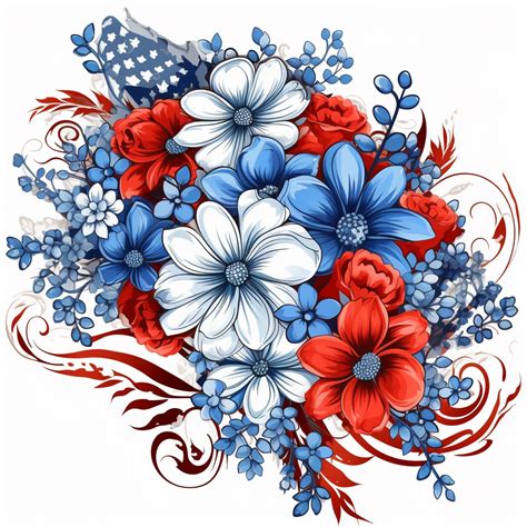 Red White And Blue Flowers Clipart at Jordan Biddle blog