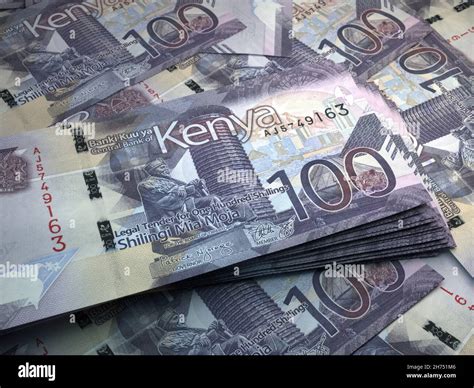 Money of Kenya. Kenyan shilling bills. KES banknotes. 100 shillings. Business, finance, news ...