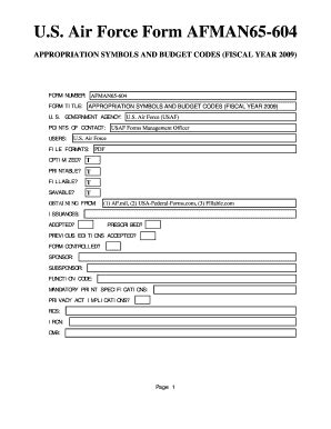 Fillable Online U.S. Air Force Form AFMAN65-604. APPROPRIATION SYMBOLS ...