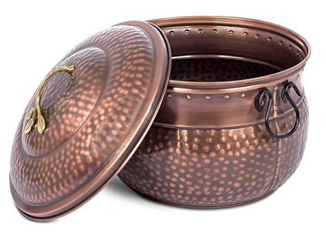 Water Hose Holder with Lid Hose Pot Decorative Handle Embossed Steel ...