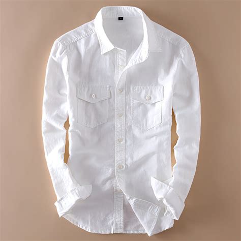 Exclusive Double Pocket White Cotton Linen Shirt for Men – TryBuy®