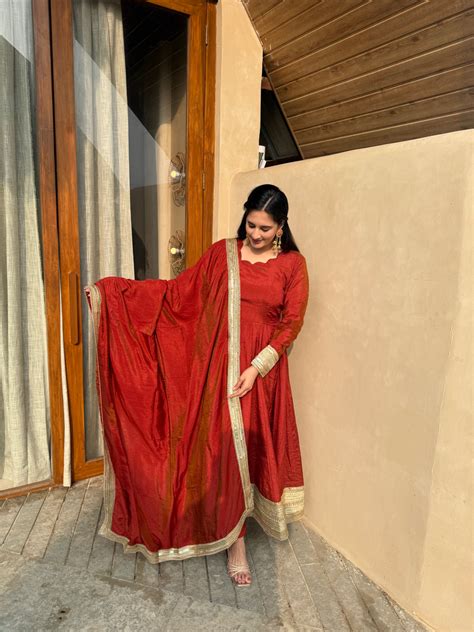 Women Orange Anarkali Kurta Set with Dupatta | Festive Ethnic Wear ...