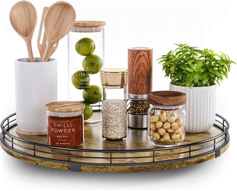 Amazon.com - Farmhouse Oak 10" Lazy Susan Turntable Organizer for ...