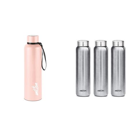 Milton Aura 1000 Thermosteel Bottle, 1.05 Litre, Beige & Milton Aqua ...