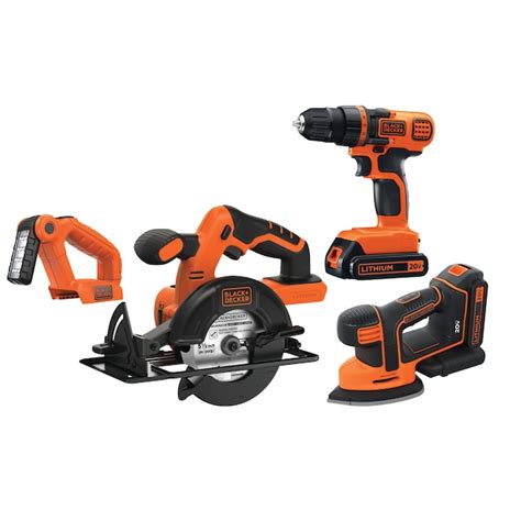 BLACK+DECKER 20-volt Max 4-Tool Power Tool Combo Kit (2-Batteries ...