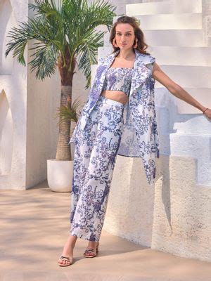 Buy House of Fett Duomo Three Piece Cotton Linen Co-Ord (Set of 3) Online