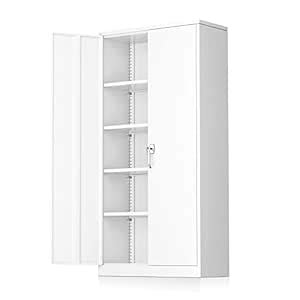 Atripark Metal Storage Cabinet with Locking Doors and 4 Adjustable ...