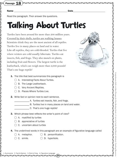 4th Grade Reading Comprehension Worksheets Multiple Choice Pdf - Free ...