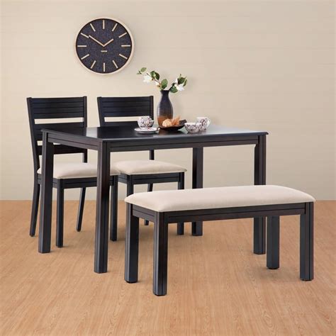 Buy Montoya Rubber Wood 4-Seater Dining Set with Chairs and Bench ...