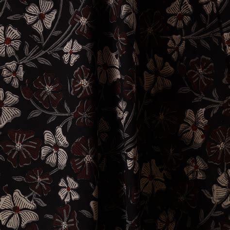 Black Natural Dyed Bagru Dabu Print Fabric