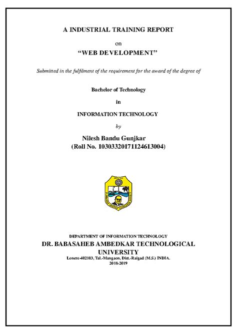 B.Tech Industrial Training Report: Web Development Project - Studocu