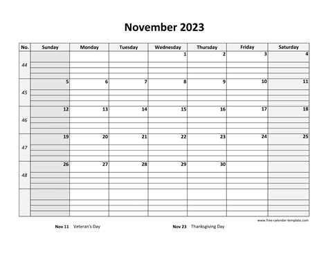 Printable November 2023 Calendar - Preschool Calendar Printable