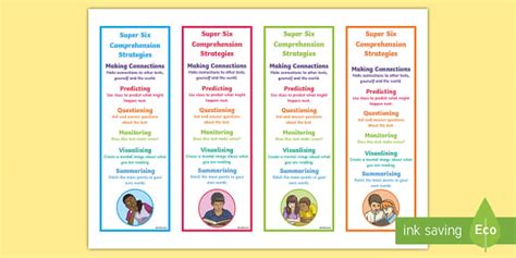 3-6 Super Six Comprehension Strategies Editable Bookmarks