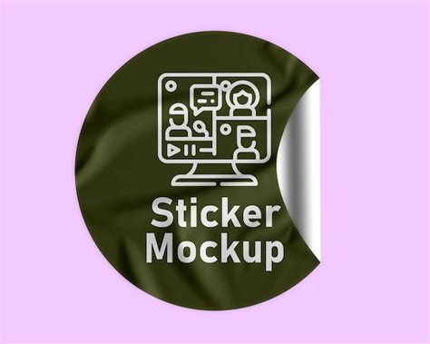 Realistic round peel sticker mockup design psd template | Premium PSD