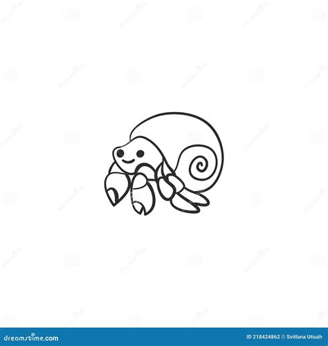 Doodle Hermit Crab, Vector Illustration, Hand Drawing Stock Vector ...