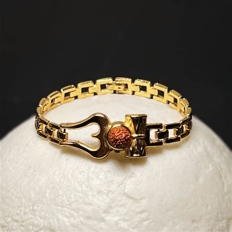 Original Gold Plated Om Damru Rudraksha Bracelet – Mantraa