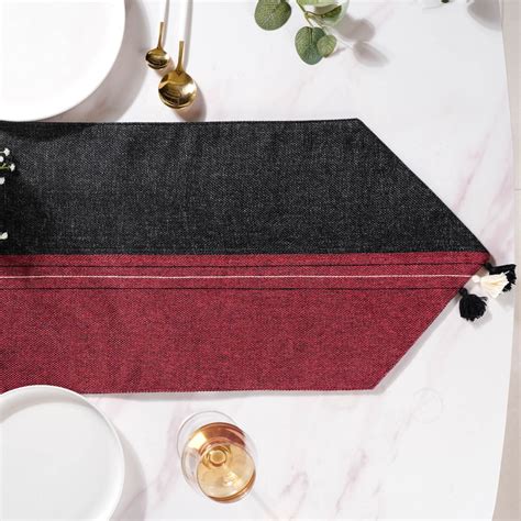 Jute Dining Table Runner Black Maroon 72 Inch Online - Premium Table ...