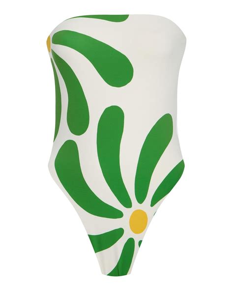 Cala De La Cruz Lore Strapless One-Piece Swimsuit in Green | Lyst