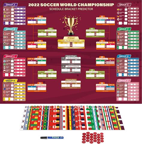Buy 2 in 1 2022 World Cup Soccer Game Wall Chart Schedule Wall Calendar ...