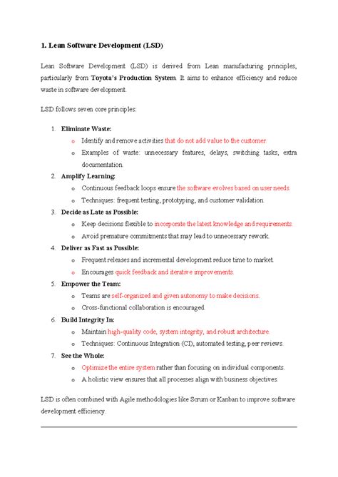 Agile part 2 - 1. Lean Software Development (LSD) Lean Software ...