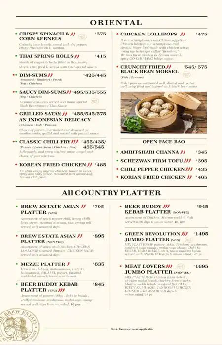 Menu at The Brew Estate Mohali, Sahibzada Ajit Singh Nagar, SCO 4