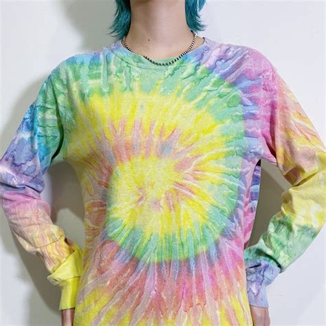Colorful tie-dye printed long sleeves tee | LEMON