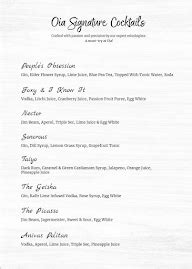 Menu of Oia, Hennur, Bangalore | July, 2025 | Save 5%