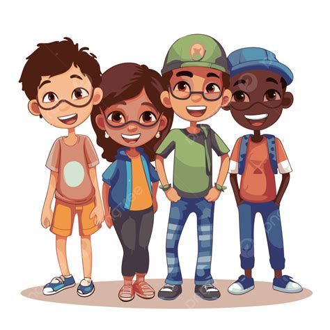 Small Group Clipart Cartoon Portrait Of A Group Of Young Friends Vector ...