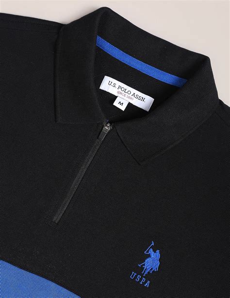 Buy Men Colour Block Slim Polo Shirt Black|U.S. Polo Assn. India