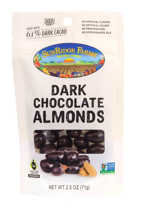 Fair Trade Cocoa Dark Chocolate Almonds - SunRidge Farms