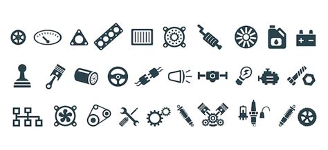 A set of vector icons of car spare parts | Premium Vector