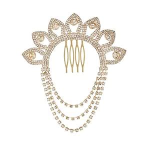 Buy Accessher Gold Plated Sparkling Rhinestones Embedded Statement ...